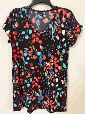 Lildy Multicolor Floral Short Sleeve Tunic